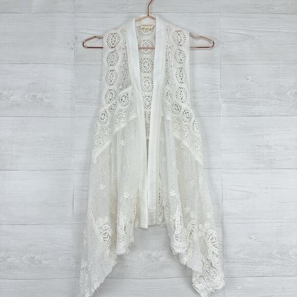 Anthropologie Meadow Rue Crochet Draped Lace Vest XS/S Cottagecore Boho Coquette - Picture 1 of 13
